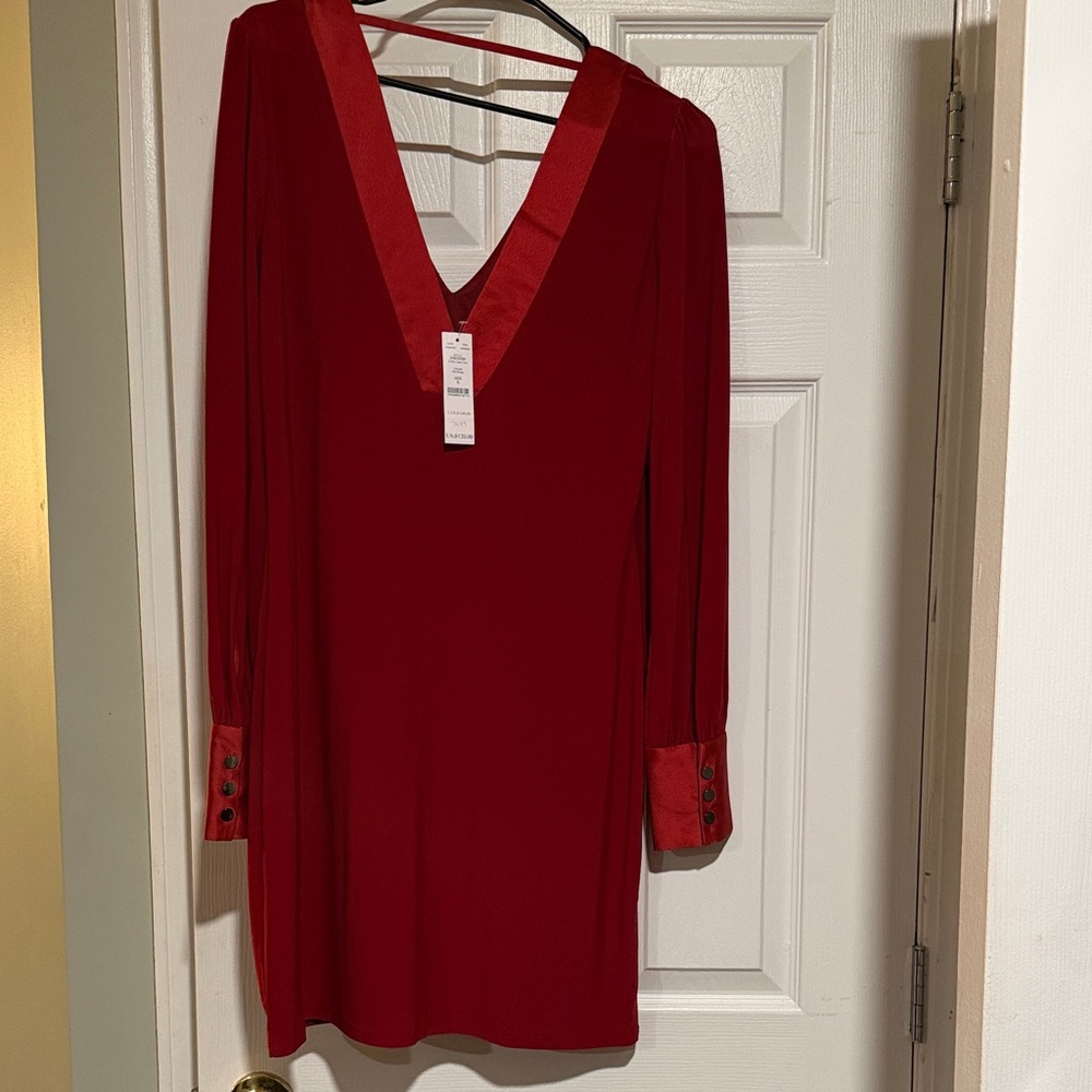 White House Black Market Red V-Neck Dress